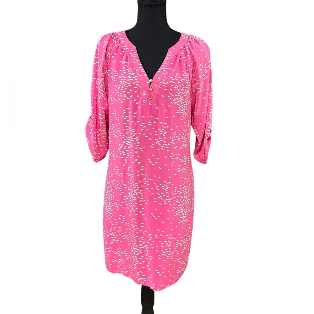 Twelfth Street by Cynthia Vincent. Hot Pink Fish-Print Midi Dress - Picture 7 of 10